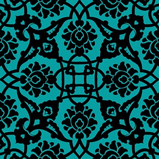 20x20 cm Çini Karo P-83 Siyah Turkuaz